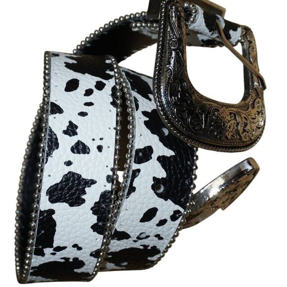 Women’s Western Cowhide Belt Silver Buckle Size M/L (41”) - Picture 2 of 5